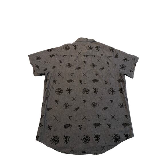 Game of Thrones Button Up Gray House of the Dragon Stark Targaryen Mens Large - Picture 9 of 14